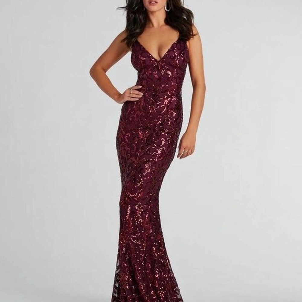 Windsor Burgundy Sequin Maxi Dress